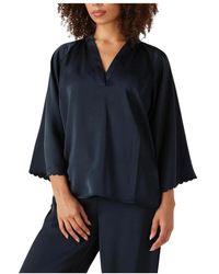 Bruuns Bazaar - Overhemden ,Blauw ,Polyester Polyester Blouse Voor - Lyst