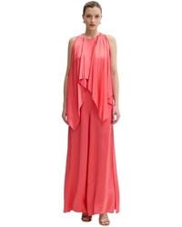 Pinko - Jumpsuits & Playsuits ,Roze ,Polyester Crewneck Mouwloze Jumpsuit - Lyst