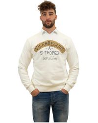 Vilebrequin - Hoodies & Sweatvesten ,Wit ,Katoen Zomer Katoenen Sweatshirt Met Bedrukt Logo - Lyst