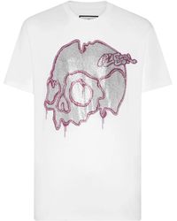 Philipp Plein - T-Shirt Rundhals Kurzarm Mit Kristallen Dripping Skull - Lyst