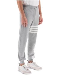 Thom Browne - Broeken ,Grijs ,Katoen 4-Bar Joggingbroek Met Naamlabel Applicatie - Lyst