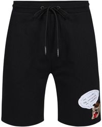 Iceberg - Schwarze bermuda-shorts aus baumwollfleece mit taz-stickerei - Lyst