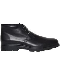 Hogan - Schwarze lederstiefeletten - Lyst