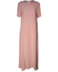 Erika Cavallini Semi Couture - Langes Seidenkleid Mit Rundhalsausschnitt - Lyst