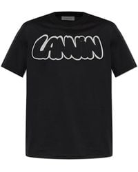 Lanvin - Tops ,Zwart ,Katoen T-Shirt Met Geborduurd Logo - Lyst