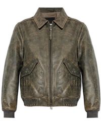 AllSaints - Jassen ,Bruin ,Leer Marland Aviator Leren Jas - Lyst