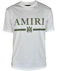 Amiri - T-shirt bianca con girocollo e stampa logo khaki - Lyst