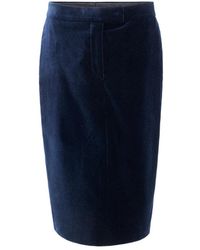 Tom Ford - Blauwe Velvet Midi Rok Met Rits - Lyst