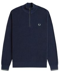 Fred Perry - Hoodies & Sweatvesten ,Blauw ,Katoen Blauwe Geometrische Pullover Trui - Lyst