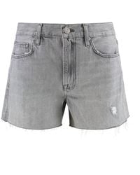 FRAME - Denim Distressed Shorts Mit Fransensaum - Lyst
