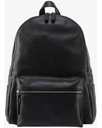 Orciani - Tassen ,Zwart ,Leer Leren Rugzak Met Metalen Logo Patch - Lyst