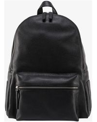 Orciani - Tassen ,Zwart ,Leer Leren Rugzak Met Metalen Logo Patch - Lyst