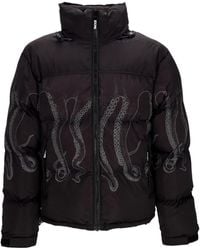 Octopus - Jassen ,Zwart ,Polyester Zwarte Gewatteerde Jas Met Capuchon - Lyst