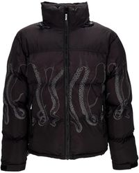 Octopus - Jassen ,Zwart ,Polyester Zwarte Gewatteerde Jas Met Capuchon - Lyst