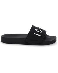 DSquared² - Chanclas de goma negras con logo - Lyst