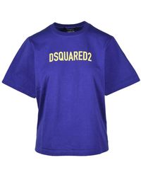 DSquared² - Tops ,Paars ,Katoen T-Shirt - Lyst