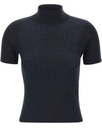 Max Mara - Blauer Gerippter Rollkragenpullover - Lyst