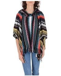 Missoni - Jassen ,Veelkleurig ,Katoen Wol En Katoen Poncho - Lyst