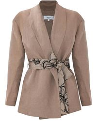 Kocca - Kimono-style jacke mit besticktem gürtel - Lyst