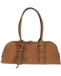 Pinko - Tassen ,Bruin ,Leer Bowling Baguette Big Bag - Lyst