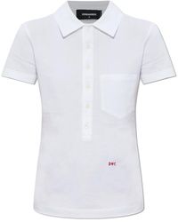 DSquared² - Tops ,Wit ,Katoen Polo Met Zak - Lyst