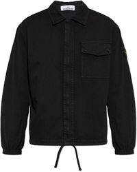 Stone Island - Jassen ,Zwart ,Katoen Jas Met Logopatch - Lyst