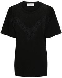 Ermanno Scervino - Camiseta negra de encaje floral con panel de malla - Lyst