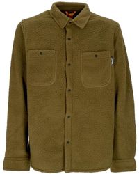 Timberland - Jassen ,Groen ,Polyester Gewatteerd Fleece Overshirt Donker Olijf - Lyst