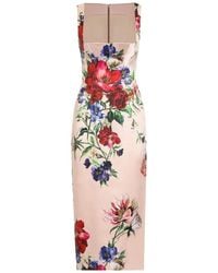Dolce & Gabbana - Floral Midi Kleid - Lyst
