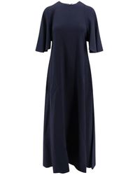 Erika Cavallini Semi Couture - Vestido azul acampanado con mangas cortas - Lyst