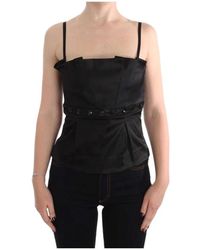 Exte - Zwart Satijnen Geplooide Elegante Top - Lyst