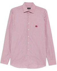 Etro - Overhemden ,Roze ,Katoen Shirt Met Pegaso-Borduurwerk - Lyst