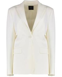Pinko - Jassen ,Wit ,Leer Getailleerde Blazer Met Enkele Rij Knopen - Lyst