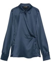 Emporio Armani - Wrap Front Collared Shirt With Buttoned Cuffs - Lyst