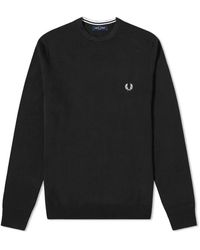 Fred Perry - Hoodies & Sweatvesten ,Zwart ,Katoen Klassieke Ronde Hals Trui - Lyst