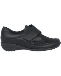 Waldläufer - Schoenen ,Zwart ,Leer Wijde Pasvorm Velcro Schoen - Lyst