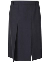 Prada - Rokken ,Blauw ,Leer Multi-Slit Midi Rok - Lyst