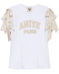 Aniye By - Tops ,Wit ,Katoen Ribbon Urban T-Shirt - Lyst