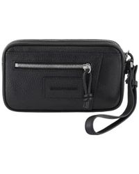 Emporio Armani - Tassen ,Zwart ,Leer Zwarte Make-Up Tas Van Koeienhuid Met Rits - Lyst