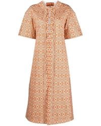 Colville - Retro Grafische Lace-Up Midi Jurk - Lyst
