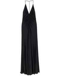 Self-Portrait - Kleedjes ,Zwart ,Jersey Maxi-Jurk Met Plooiing - Lyst