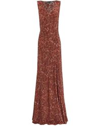 Cortana - Kleedjes ,Rood ,V-Neck Maxi Jurk - Lyst