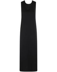 Loulou de Saison - Zwarte Rugloze Katoenen Jurk - Lyst
