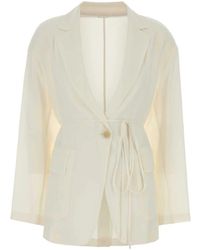 Brunello Cucinelli - Jassen ,Wit ,Leer Silk Crepe Blazer - Lyst
