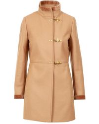 Fay - Jassen ,Bruin ,Polyester Virginia Single-Breasted Jas - Lyst