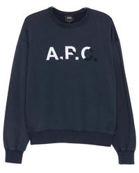 A.P.C. - Logo Print Crew Neck Sweatshirt - Lyst