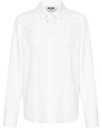 Moschino - Overhemden ,Wit ,Katoen Perforated Cotton Shirt - Lyst