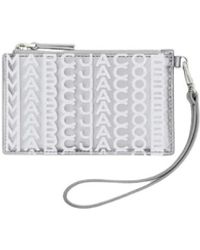 Marc Jacobs - Accessoires ,Grijs ,Leer Monogram Metallic Top Zip Pols Portemonnee - Lyst