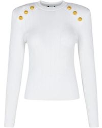 Balmain - V-Neck Knit Sweater With-Tone Buttons - Lyst