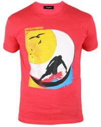 DSquared² - T-shirt rossa - made in italy - chic dan fit - Lyst